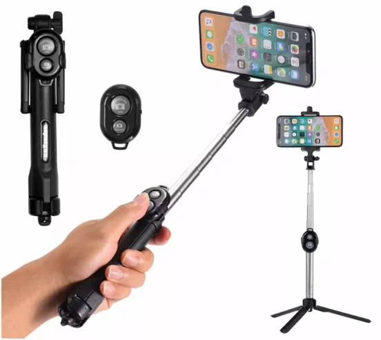 3 in 1 universal selfie stick and tripod + bluetooth remote