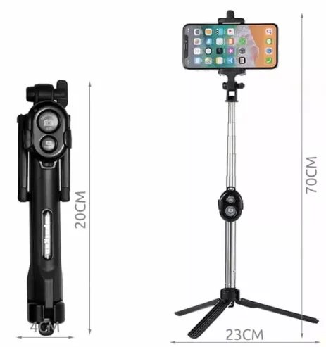 3 in 1 universal selfie stick and tripod + bluetooth remote