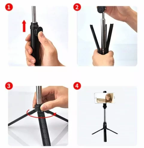 3 in 1 universal selfie stick and tripod + bluetooth remote