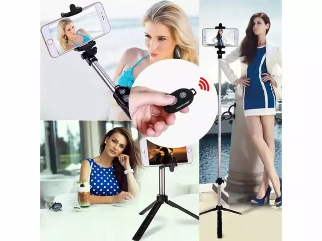 3 in 1 universal selfie stick and tripod + bluetooth remote